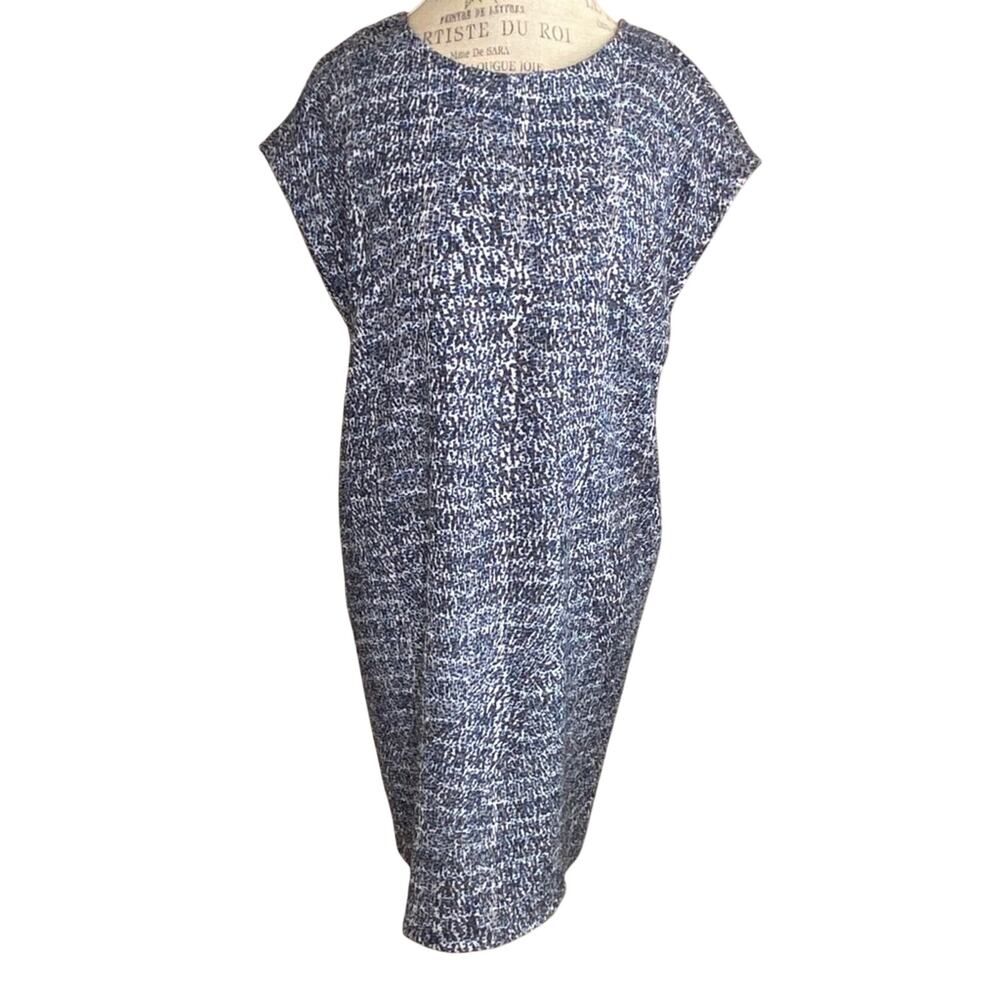 Dalia Cap Sleeve Shift Dress In Blue Abstract Print Women's Size 8